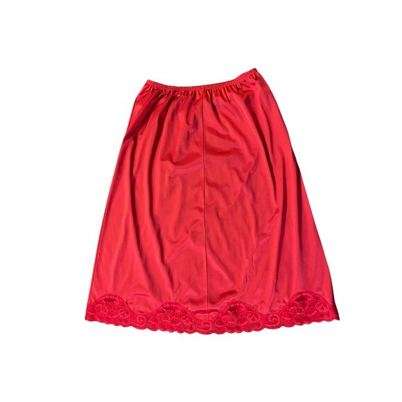 Vintage Vanity Fair Half Slip Red Nylon Lace Trim Womens M 26" USA - Picture 12 of 15